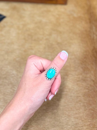 Turquoise ring, S. Cooke jewelry, sterling silver ring, artisan turquoise jewelry, size 8.75 ring, southwestern silver ring, handmade gemstone ring.