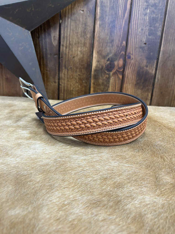 Texas Saddlery Natural Basket Belt-Belts-Texas Saddlery-Lucky J Boots & More, Women's, Men's, & Kids Western Store Located in Carthage, MO