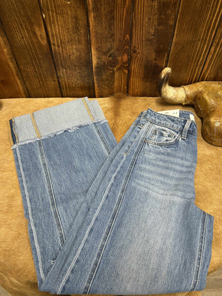 Vervet Claire High Rise Cuffed Wide Leg Jean-Women's Denim-Flying Monkey-Lucky J Boots & More, Women's, Men's, & Kids Western Store Located in Carthage, MO