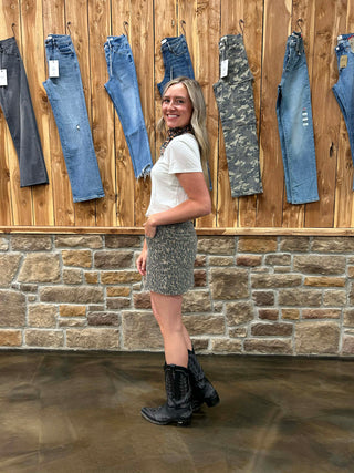 Women's Hidden Peyton High Rise Cheetah Skirt-Women's Denim-HIDDEN-Lucky J Boots & More, Women's, Men's, & Kids Western Store Located in Carthage, MO