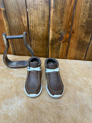 Ariat Spitfire, toddler western shoes, kids leather moccasins, Ariat kids shoes, distressed brown toddler boots, lightweight kids footwear, toddler casual shoes.