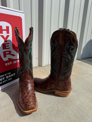 Women's Hyer Colby Tobacco Full Quill Waxy Ostrich Boot