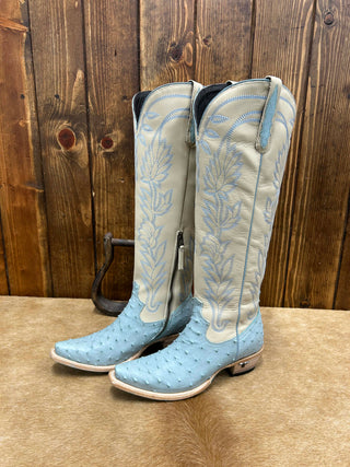 Lane Boots Sandaga Boots in Powder Blue Ostrich-Women's Boots-Lane Boots-Lucky J Boots & More, Women's, Men's, & Kids Western Store Located in Carthage, MO
