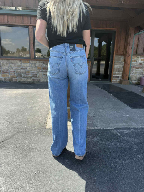 Levi's Ribcage Wide Leg in Medium Wash-Women's Denim-Levi's-Lucky J Boots & More, Women's, Men's, & Kids Western Store Located in Carthage, MO