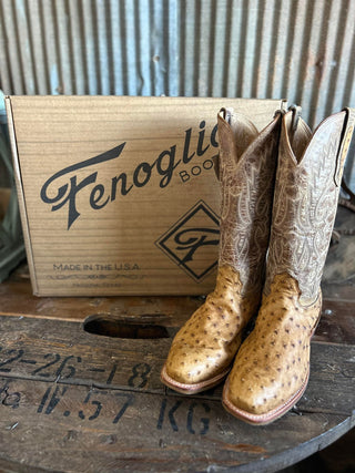 Fenoglio Full Quill Umber Bruciato Ostrich Boot-Men's Boots-Fenoglio Boots-Lucky J Boots & More, Women's, Men's, & Kids Western Store Located in Carthage, MO