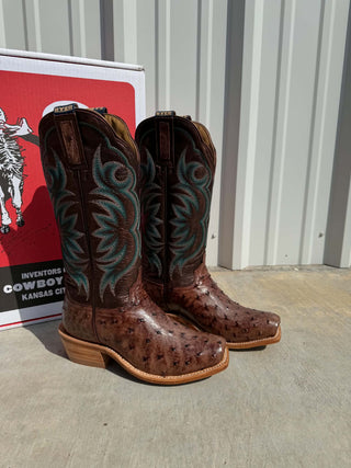 Women's Hyer Colby Tobacco Full Quill Waxy Ostrich Boot