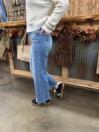 Flying Monkey Andrea High Rise Slim Wide Jean-Women's Denim-Flying Monkey-Lucky J Boots & More, Women's, Men's, & Kids Western Store Located in Carthage, MO