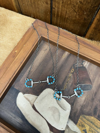 Giddy Up Turquoise Snaffle Bit Necklace - Lucky J Boots & More