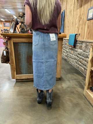 Hidden Holly Denim Midi Skirt-Women's Denim-HIDDEN-Lucky J Boots & More, Women's, Men's, & Kids Western Store Located in Carthage, MO