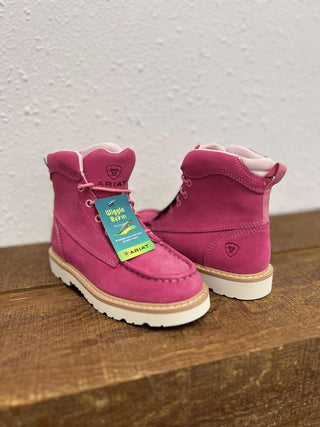 Kid's Ariat Rebar Lift Shoes in Haute Pink Suede-Kids Boots-Ariat-Lucky J Boots & More, Women's, Men's, & Kids Western Store Located in Carthage, MO
