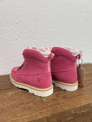 Kid's Ariat Rebar Lift Shoes in Haute Pink Suede-Kids Boots-Ariat-Lucky J Boots & More, Women's, Men's, & Kids Western Store Located in Carthage, MO