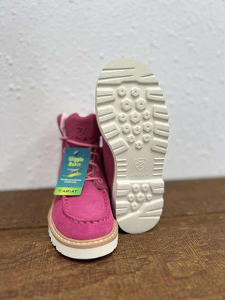Kid's Ariat Rebar Lift Shoes in Haute Pink Suede-Kids Boots-Ariat-Lucky J Boots & More, Women's, Men's, & Kids Western Store Located in Carthage, MO
