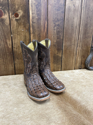 Kid's Horse Power Chocolate Nile Croc Print Boot-Kids Boots-Horse Power-Lucky J Boots & More, Women's, Men's, & Kids Western Store Located in Carthage, MO