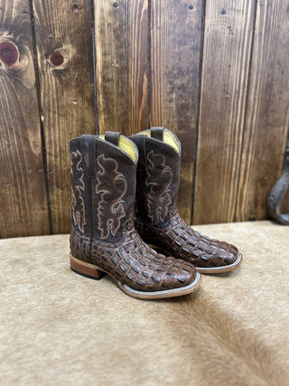 Kid's Horse Power Chocolate Nile Croc Print Boot-Kids Boots-Horse Power-Lucky J Boots & More, Women's, Men's, & Kids Western Store Located in Carthage, MO