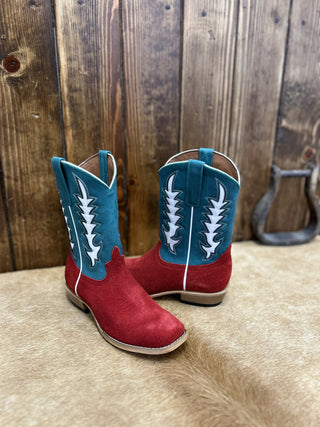 Kid's Macie Bean Red Suede Boot-Kids Boots-Macie Bean-Lucky J Boots & More, Women's, Men's, & Kids Western Store Located in Carthage, MO