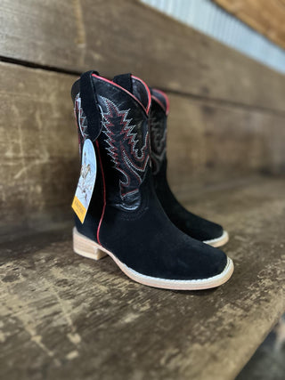 Kids R. Watson Black Rough Out Boot-Kids Boots-R. Watson-Lucky J Boots & More, Women's, Men's, & Kids Western Store Located in Carthage, MO