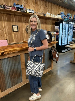 Kurtmen Zebra Print Leather Bucket Bag-Handbags-Kurtmen-Lucky J Boots & More, Women's, Men's, & Kids Western Store Located in Carthage, MO