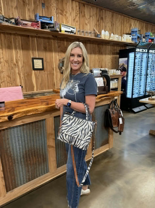Kurtmen Zebra Print Leather Bucket Bag-Handbags-Kurtmen-Lucky J Boots & More, Women's, Men's, & Kids Western Store Located in Carthage, MO