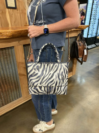 Kurtmen Zebra Print Leather Bucket Bag-Handbags-Kurtmen-Lucky J Boots & More, Women's, Men's, & Kids Western Store Located in Carthage, MO
