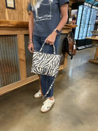 Kurtmen Zebra Print Leather Bucket Bag-Handbags-Kurtmen-Lucky J Boots & More, Women's, Men's, & Kids Western Store Located in Carthage, MO
