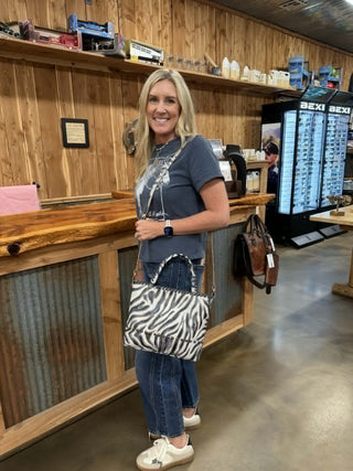 Kurtmen Zebra Print Leather Bucket Bag-Handbags-Kurtmen-Lucky J Boots & More, Women's, Men's, & Kids Western Store Located in Carthage, MO