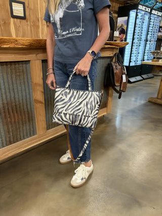 Kurtmen Zebra Print Leather Bucket Bag-Handbags-Kurtmen-Lucky J Boots & More, Women's, Men's, & Kids Western Store Located in Carthage, MO