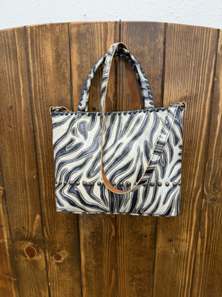 Kurtmen Zebra Print Leather Bucket Bag-Handbags-Kurtmen-Lucky J Boots & More, Women's, Men's, & Kids Western Store Located in Carthage, MO