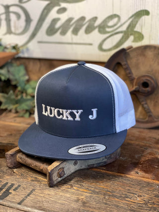 LJ Caps Flat Bill-Caps-Embassy-Lucky J Boots & More, Women's, Men's, & Kids Western Store Located in Carthage, MO