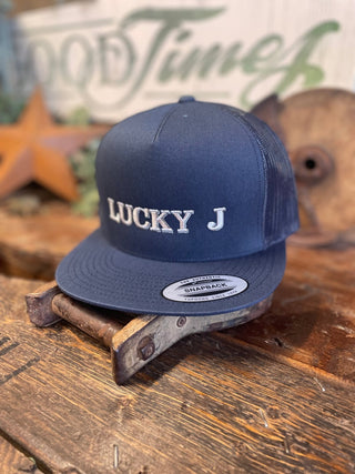 LJ Caps Flat Bill-Caps-Embassy-Lucky J Boots & More, Women's, Men's, & Kids Western Store Located in Carthage, MO