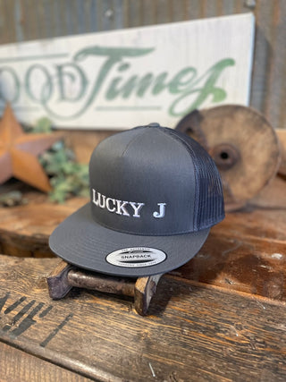 LJ Caps Flat Bill-Caps-Embassy-Lucky J Boots & More, Women's, Men's, & Kids Western Store Located in Carthage, MO
