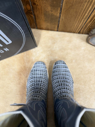 Men's Horse Power Black Grey Caiman Tail Boot-Men's Boots-Horse Power-Lucky J Boots & More, Women's, Men's, & Kids Western Store Located in Carthage, MO