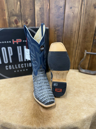 Men's Horse Power Black Grey Caiman Tail Boot-Men's Boots-Horse Power-Lucky J Boots & More, Women's, Men's, & Kids Western Store Located in Carthage, MO