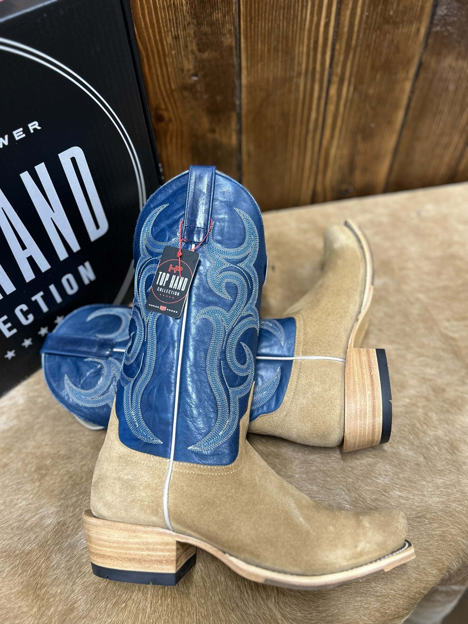 Top Hand Rough Out Cutter Toe Men's Horse Power Tan Crazy Roughout Cutter Toe Boot – Lucky J Boots & More