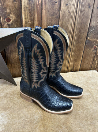 Men's Hyer Pratt Black Caiman Boot-Men's Boots-HYER Boots-Lucky J Boots & More, Women's, Men's, & Kids Western Store Located in Carthage, MO