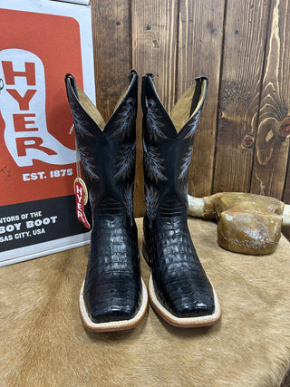 Men's Hyer Russell Black Caiman Boot-Men's Boots-HYER Boots-Lucky J Boots & More, Women's, Men's, & Kids Western Store Located in Carthage, MO