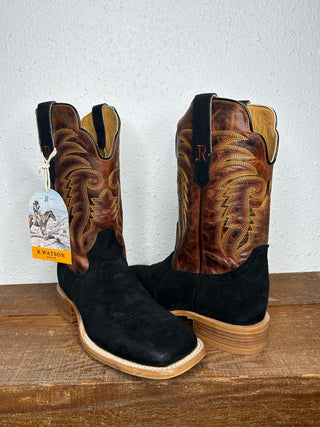 Men's R. Watson Black Roughout Boot-Men's Boots-R. Watson-Lucky J Boots & More, Women's, Men's, & Kids Western Store Located in Carthage, MO