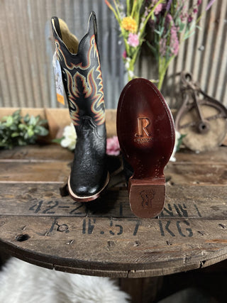 Men's R. Watson Black Smooth Ostrich Round Toe Boot-Men's Boots-R. Watson-Lucky J Boots & More, Women's, Men's, & Kids Western Store Located in Carthage, MO