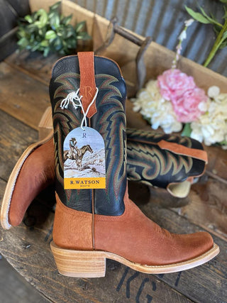 Men's R. Watson Cognac Boar Boot-Men's Boots-R. Watson-Lucky J Boots & More, Women's, Men's, & Kids Western Store Located in Carthage, MO