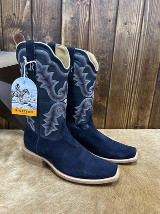 Men's R. Watson Dark Blue Roughout Boot-Men's Boots-R. Watson-Lucky J Boots & More, Women's, Men's, & Kids Western Store Located in Carthage, MO