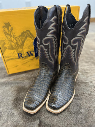 Men's R. Watson Golden Chocolate Caiman Belly Boot-Men's Boots-R. Watson-Lucky J Boots & More, Women's, Men's, & Kids Western Store Located in Carthage, MO