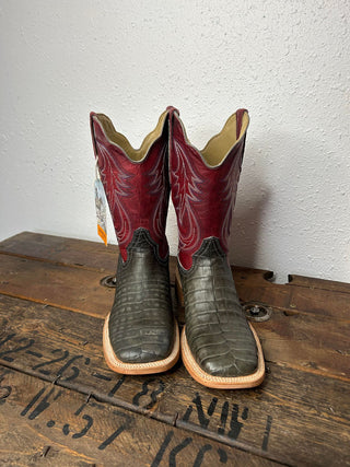 Men's R. Watson Nubuck Charcoal Caiman Belly Boot-Men's Boots-R. Watson-Lucky J Boots & More, Women's, Men's, & Kids Western Store Located in Carthage, MO