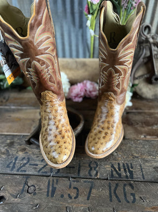 Men's R. Watson Saddle Bruciato Full Quill Ostrich Round Toe Boot-Men's Boots-R. Watson-Lucky J Boots & More, Women's, Men's, & Kids Western Store Located in Carthage, MO
