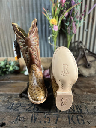 Men's R. Watson Saddle Bruciato Full Quill Ostrich Round Toe Boot-Men's Boots-R. Watson-Lucky J Boots & More, Women's, Men's, & Kids Western Store Located in Carthage, MO