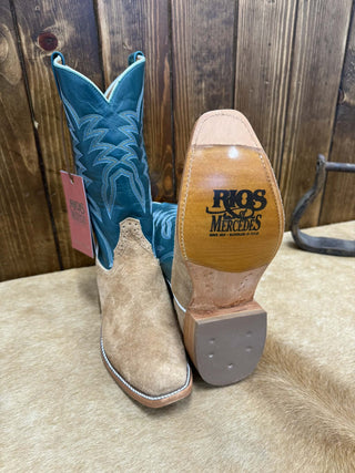 Men's Rios of Mercedes Reversed Bull Tan Shrunken Shoulder Boot-Men's Boots-Rios of Mercedes-Lucky J Boots & More, Women's, Men's, & Kids Western Store Located in Carthage, MO
