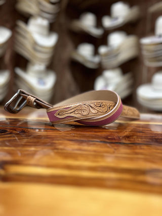 R Watson Pink Suede Belt-Belts-R. Watson-Lucky J Boots & More, Women's, Men's, & Kids Western Store Located in Carthage, MO