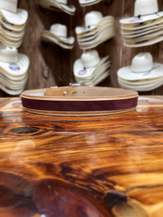 R Watson Rhubarb Suede Belt-Belts-R. Watson-Lucky J Boots & More, Women's, Men's, & Kids Western Store Located in Carthage, MO
