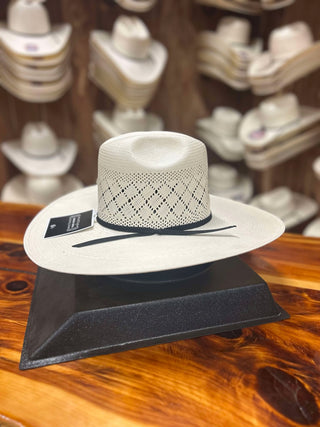 Rodeo King Quenten Double Diamond 4.5" Flat Brim-Straw Cowboy Hats-Rodeo King-Lucky J Boots & More, Women's, Men's, & Kids Western Store Located in Carthage, MO