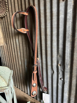 Spider Stamp Custom Concho Single Ear HBG-Headstall-Partrade-Lucky J Boots & More, Women's, Men's, & Kids Western Store Located in Carthage, MO