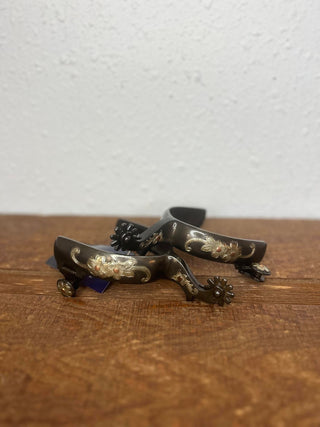 SPURF191B - 1" Band Large Flower Spur-Spurs-Equibrand-Lucky J Boots & More, Women's, Men's, & Kids Western Store Located in Carthage, MO
