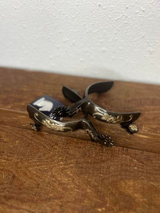 SPURF191B - 1" Band Large Flower Spur-Spurs-Equibrand-Lucky J Boots & More, Women's, Men's, & Kids Western Store Located in Carthage, MO